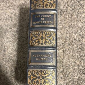 The Count of Monte Cristo Decorative Leather Book - Navy with Gold Accents